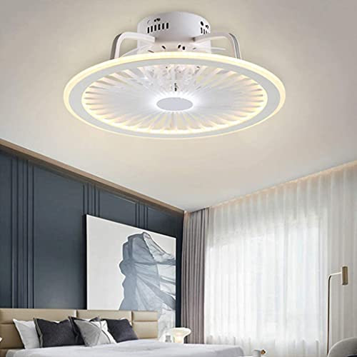 PANNN Deckenventilatoren Mit Beleuchtung Dimmbar Mit Fernbedienung Ultra Dünn Design Ventilator Timing LED Deckenleuchte Pendellampe Schlafzimmer Wohnzimmer Kinderzimmer Esszimmer Fan Lampe,Weiß …
