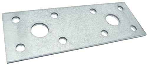 AERZETIX - C58352 - Juego de 5 Placas de montaje perforadas 35x100x2.5mm - 2 agujeros x Ø11mm y 8 agujeros x Ø5mm - en acero galvanizado Z275 - color plata