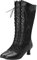 COOLCEPT Damen Vintage Viktorianische Stiefel Schnüren Kniehoch Stiefel Almond Toe Black Große 40