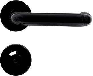 Buddy4Home house accessoires Türgriff Bad WC Türgarnitur Türbeschlag U-Form Rosette Kunststoff Schwarz Türdrücker Türklinke Drückergarnitur Türbeschläge Innentüren Set Türgriffe
