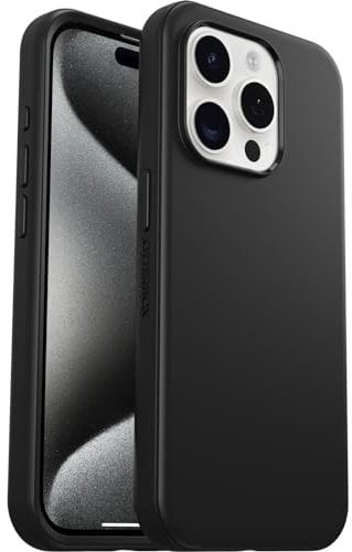 OtterBox Symmetry für MagSafe Hülle für iPhone 15 Pro, stoßfest, sturzsicher, schützende dünne Hülle, 3X getestet nach Militärstandard, Schwarz