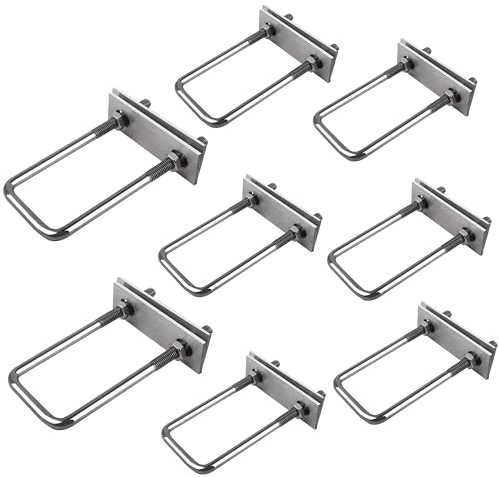 8 Piezas Perno en U, Pernos U Cuadrados M8 x 50 x 130mm, Con Tuercas Placas Arandela, Para Jardines, Patios, Instalación de Autocaravanas, Tuberías, Dispositivos Solares Fijos