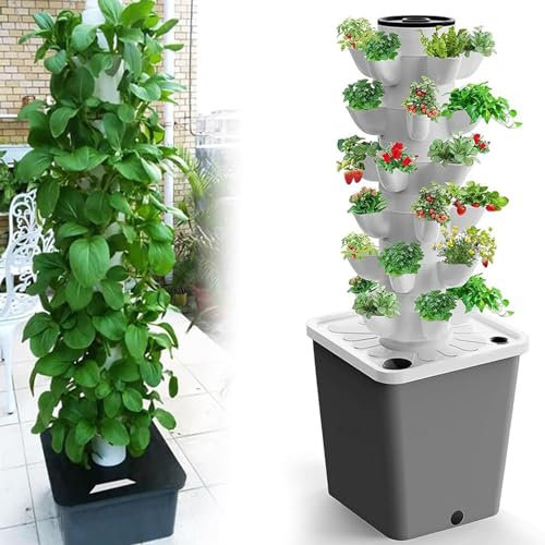 MaxtiL Sistema di Coltivazione idroponica da Giardino, Torre idroponica 15/20/25/30 baccelli, Kit di Coltivazione aeroponica, Sistema di piantagione acquaponica, Erbe, Frutta e Verdura 30Holes