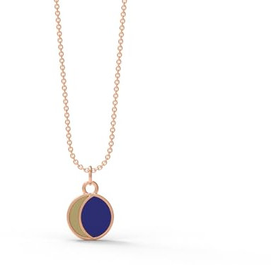 MOONEYE Enamel Necklace Gold Half Moon 925 Sterling Silver Circle Pendant Necklace For Women Jewelry, Rose Vermeil