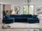 MKS MEBLE Sofa U, Wohnlandschaft U-Form, Ecksofa mit Schlaffunktion und Bettkasten, Schlafsofa mit Bettkasten, Couch mit Verstellbare Kopfstützen - Pedro U - Dunkelblau Velvet Hydrophob