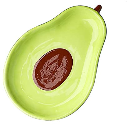 Ciieeo Plato De CeráMica En Forma De Aguacate Para Ensalada, Postres Y Frutas, Ideal Para Aperitivos, Color Verde, 6.5 Pulgadas