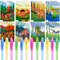 REAGAR 24 teilige Dinosaurier Party Geschenke, 12 UV unsichtbare Tinte Stift und 12 Dinosaurier Notizbuch, Dinosaurier Geburtstagsgeschenke für Kinder
