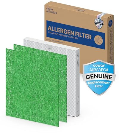 COWAY AP-1512HH & 200M Air Purifier Filter Replacement, Allergen Filter Pack, 2 Allergen Deodorization Filters and 1 True HEPA Filter, 1 Pack, Green