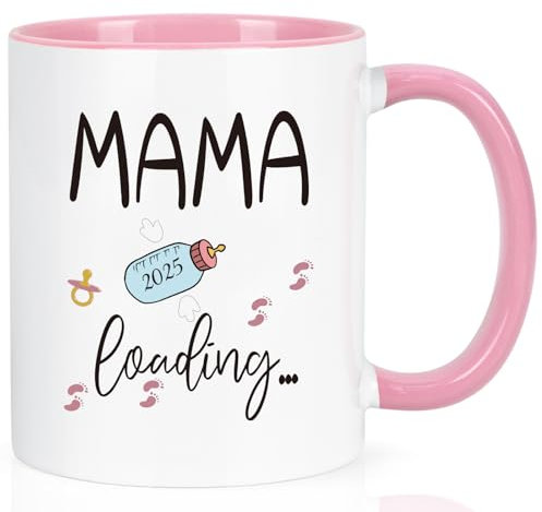 Livole Ideas de regalos para futuras madres, padres, regalos para embarazadas, regalo de embarazo, regalo para mamá 2025 Loading - Du wirst Mama, futura madre taza, barra de carga, taza de café