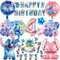 Oirigaga 44 Stück Geburtstagsdeko Set für 4 Jahre Jungen Mädchen, Kinder Geburtstag Luftballons, Cartoon-Stch Party Deko Helium Ballons Folienballons mit Happy Birthday Banner und Tortendeko