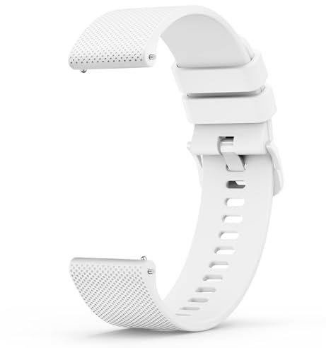AK 20mm 22mm Bracelet de Montre en Silicone, Souple Bracelet de Replacement en Dégagement Rapide avec Boucle en Même Couleur Homme Femme 20mm 22mm (Blanc, 22mm)