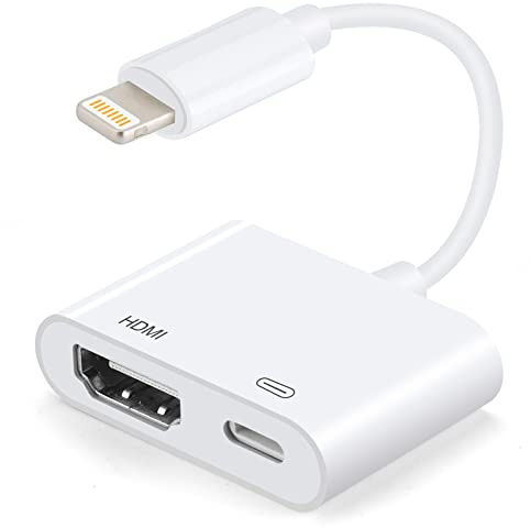 [Certificato Apple MFi] Adattatori da Lightning a HDMI con adattatore AV digitale 1080P Convertitore schermo di sincronizzazione video e audio, compatibile con iPhone 14 Pro Max/13/12/X/8Plus/iPad