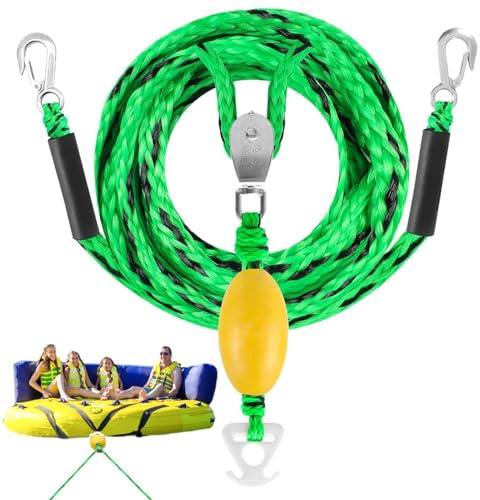 Arnés remolcador náutico - Cable De Arrastre Soporta 4 Usuarios | con Gancho y polea giratoria 360° arnés remolcador náutico | para pontón, Kayak, esquí, Deportes acuáticos