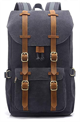 EverVanz Sac à dos grande taille en toile, pour randos, voyages ou école, peut accueillir un ordinateur 15 pouces (1.Gris foncé)