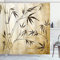 ABAKUHAUS bambù Tenda da Doccia, Gradiente Foglie di bambù, Tessuto Set di Decorazioni per Il Bagno con Ganci, per la Vasca da Bagno, 175 cm x 220 cm, Crema Brown