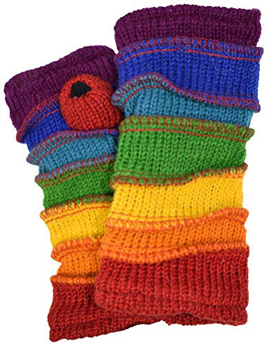 Gheri Warme, mit Wollfleece gefütterte, handgestrickte Fäustlinge für Damen Handwärmer S