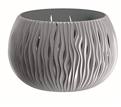Prosperplast Sandy Blumentopf mit Innentopf Übertopf Kunststoff (280 mm Durchmesser, Grau)
