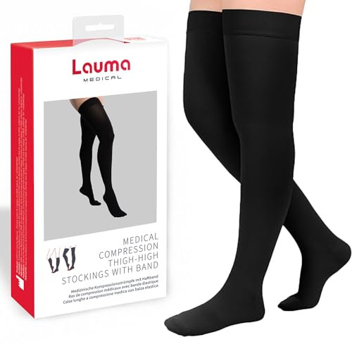 Medizinische Kompressionsstrümpfe Oberschenkelhoch mit geschlossener Spitze und Silikonband – Unterstützung bei Krampfadern, Ödemen & müden Beinen