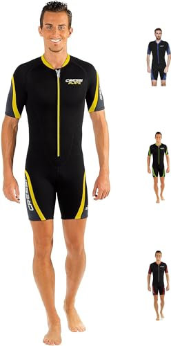 Cressi Playa Man Shorty Wetsuit – Kurzer Neoprenanzug 2.5mm aus Hochelastischem für Herren, Schwarz/Gelb, XXXL
