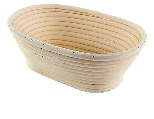UNKC Gärkorb Gärkörbchen Oval, 21 * 15 * 8 cm, Brot Teig Korb Form Gärkörbe Korb aus Natürlichem Peddigrohr für selbstgemachtes Brot für professionelle und häusliche Bäcker, Brotbacken, Bäckermesser