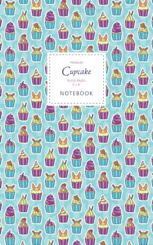 Cupcake Notebook - Ruled Pages - 5x8 - Premium: (Dark Edition) Fun notebook 96 ruled/lined pages (5x8 inches / 12.7x20.3cm / Junior Legal Pad / Nearly A5)