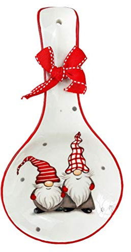 Cabilock Cuillère de Noël en Céramique Reste Gnome Plats Cuillères Titulaire Noël Hiver Cuisine Table Décoration