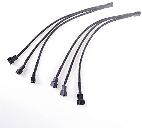 ANGEEK 2 cables de ventilador de ordenador de 27 cm, adaptador PWM de 1 a 3, convertidor de 3 pines + 4 pines, cable de alimentación para PC, cable de extensión para ventilador
