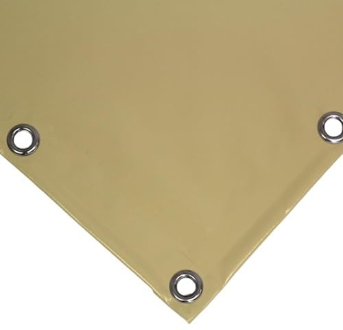 Lona Impermeable para Exteriores de PVC de 650 g/m² con Ojales Cada 50 cm y Refuerzo en el Borde, Lona de Plástico Impermeable a Prueba de Viento, Lluvia y Moho (Marfil 5 x 7 m)