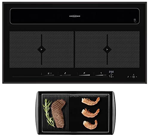 Oranier Flächen-Induktion KFL 2094 be cook - Vollflächen-Induktionskochfeld 90 cm mit Umluft Kochfeld-Dunstabzug und schwarzem Rahmen & Grillplatte