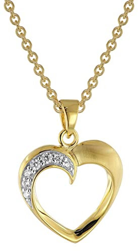 trendor Herzanhänger Gold 333 / 8K mit vergoldeter Silberkette zauberhafter Halsschmuck für Damen, diese Halskette ist eine tolle Geschenkidee, 51816-38 38 cm