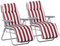 Outsunny Lot de 2 Chaise Longue Bain de Soleil Adjustable Pliable transat lit de Jardin en Acier Rouge + Blanc