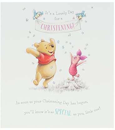 UK Greetings | Süße Taufgrußkarte | Glückwunschkarte | Ihn, Jungen, Männer | Disney Design | Mit Umschlag | 165 x 190 mm