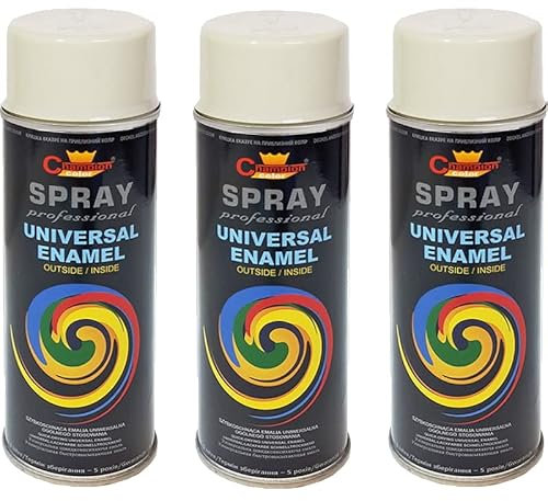 VE-INDUSTRIES Lot de 3 sprays de peinture selon RAL - 400 ml - Peinture colorée pour bois, métal (7032 gris galet)