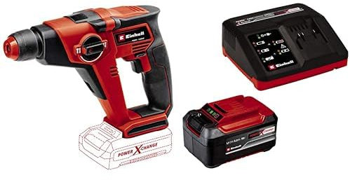 Einhell Martillo perforador con batería TE-HD 18/12 Li - Solo Power X-Change (iones de litio, 18 V, al adaptador de brocas en el, 1.3 Joule, SDS +, 12 mm en hormigón) + Starter Kit5,2Ah