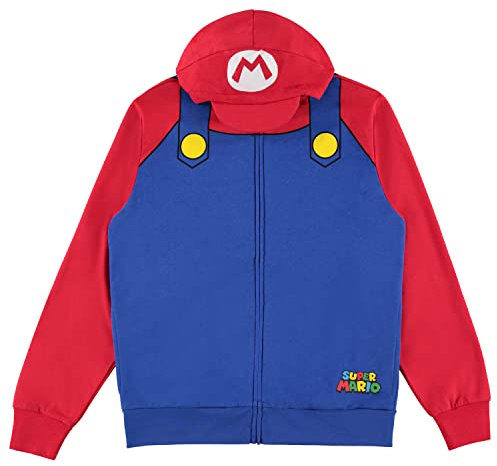 Nintendo Herren Mario Kostüm Hoodie – Mario und Luigi Klassisches Videospiel Cosplay Dress Up Kostüm Hoodie, Royal Heather, Small