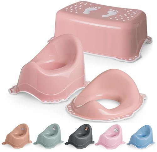 DOCARI Set de toilette 3en1 fille rose dès 1 an - composé de pot + tabouret + rehausse WC
