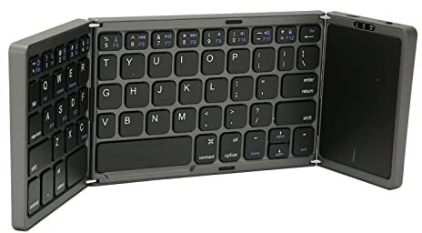 Bewinner B089T Foldable Keyboard, Folding Portable Wireless Keyboard with Touchpad, 64 Keys USB C Computer Keyboard for Laptop Tablet (Grey)
