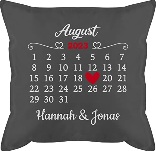 Kissen 50x50 - Partner Ideen Datum für Paare - 50 x 50 cm - Grau - Couple Pillow partnerkisen Valentinstag Paar männerkissen ich Liebe Dich Geschenke