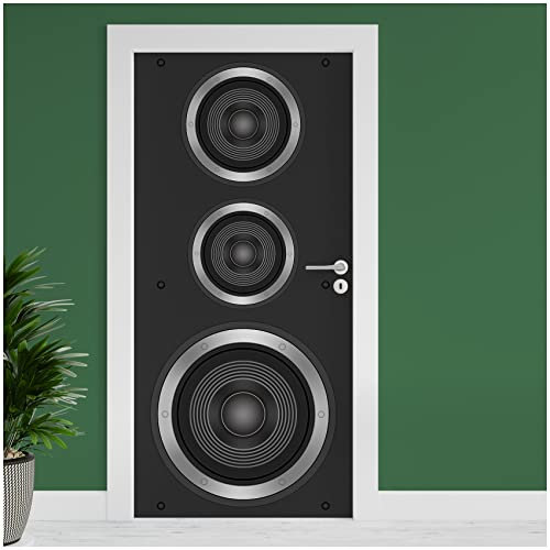 Finest Folia Türfolie 90x200 cm Türtapete Türposter Folie für Tür Wohnzimmer Kinderzimmer Küche Türaufkleber Bad Aufkleber selbstklebend TF03 (06 Lautsprecher)