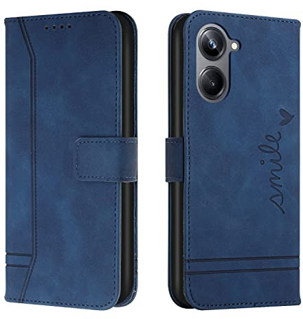 Lihondar Coque pour Realme 10 Pro 5G, Etui Portefeuille Realme 10 Pro 5G, Protection Etui à Rabat Housse en Cuir PU avec Antichoc TPU [Magnétique] Flip Pochette Housse pour Realme 10 Pro 5G (Bleu)