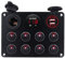KAOLALI Pannello di Commutazione Marino 8 Gang IP65 impermeabile Porta caricatore USB Pannello interruttore a levetta della Maine con uscita 12/24V a LED Rosso per Auto Barca RV