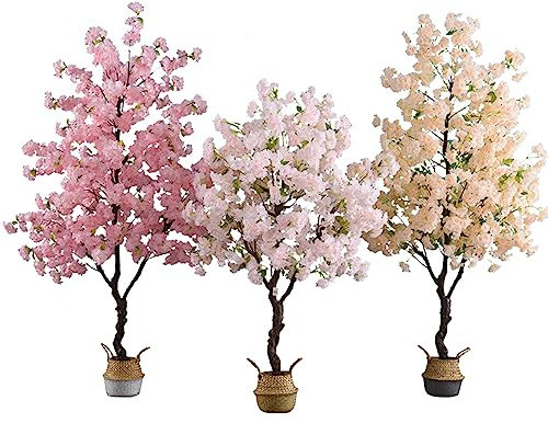Arbre Artificiel Arbre De Fleurs De Cerisier Rose Blanc Vert En Pot Faux Avec Panier/fausses Plantes, Higt 50 70 110 150 180 200 Cm Très Grands Bonsaïs/arbre Décoratif En Plastique, Japonais/simulatio