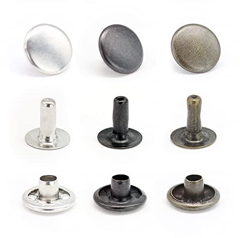 WOOPARD Rivetti a testa singola in ottone per pelletteria, in tessuto, rivetti cavi, rivetti in pelle, rivetti decorativi, 6 mm (nero, 25)