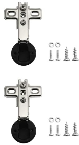 JianLing 2 bisagras silenciosas de doble agujero para puerta de armario de vidrio (bisagra recta de 26 mm de diámetro), bisagras de gabinete de acero inoxidable con tornillos para armarios de