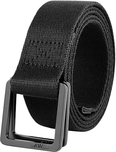 Awlyfm Gürtel Männer Stoffgürtel D Ring Gürtel Herren Stoff Canvas Herrengürtel Schwarz 130cm