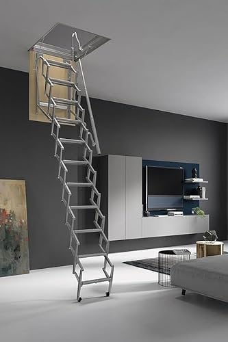 Service Solutions Scala Retrattile per Soffitta – [VARI MODELLI E MISURE] (PANTOGRAFO (11 GRADINI) ZINCATA – CM 70 X 100 H300)