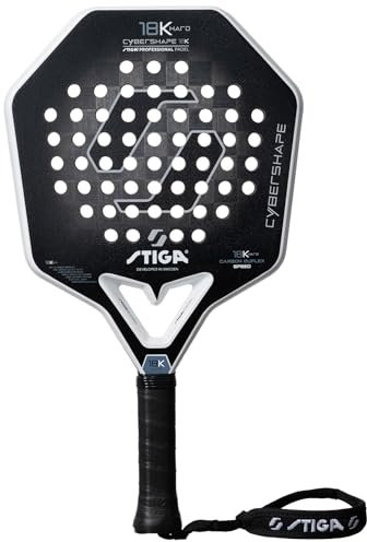 STIGA Pala de Pádel Cybershape 18K Hard - Combinación Fuerza, Control y Sensación - Superficie de Golpeo Ampliada, Mayor Sweet Spot - Construcción de Fibra de Carbono