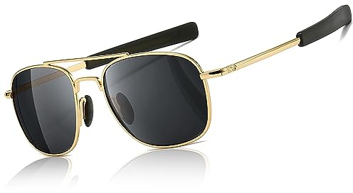 SUNGAIT Men's Military Sunglasses Polarized Pilot Style Bayonet Temples