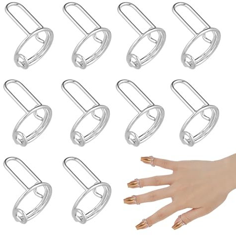 10st Nagel Ringe, Verstellbar Fingernagelringe Wiederverwendbar Abnehmbares Metall Wudu Nail Rings für Frauen Fingerspitze Geschenk Dekorationen zum Tragen von Maniküre-Nägeln (Silber)