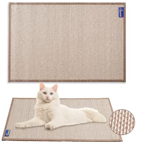 Mearrcgo Kratzmatte Katze [1 Stück] - 60 X 40 cm Aus Bambus Gewebte Katzen Kratzmatte, Verschleißfest, Krümelfrei, Mit Magischen Aufklebern und Spiralnagel zum Schutz von Wand, Sofa, Boden, Fenster